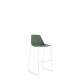 Polypropylene Shell High Stool With Upholstered Seat Pad and White Skid Steel Frame